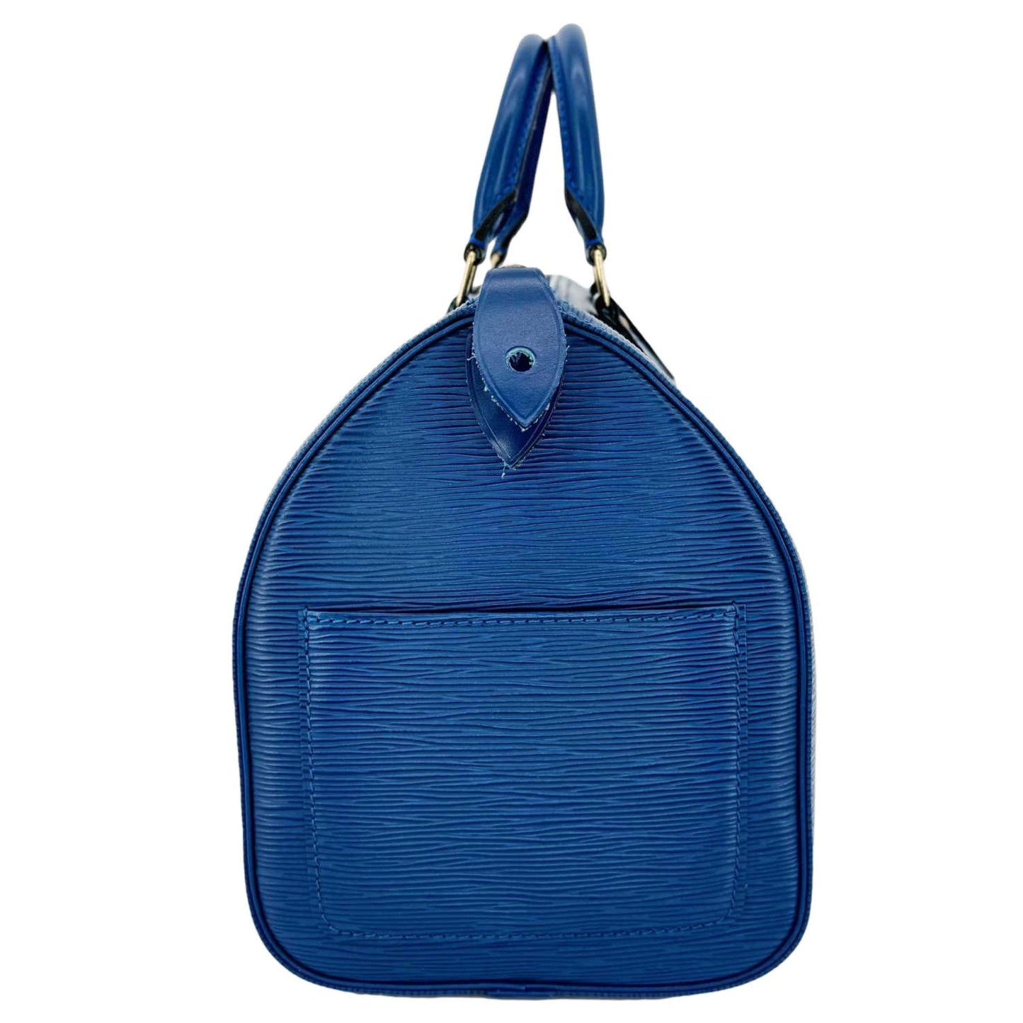LOUIS VUITTON Speedy 30 Epi Leather Satchel Bag Blue