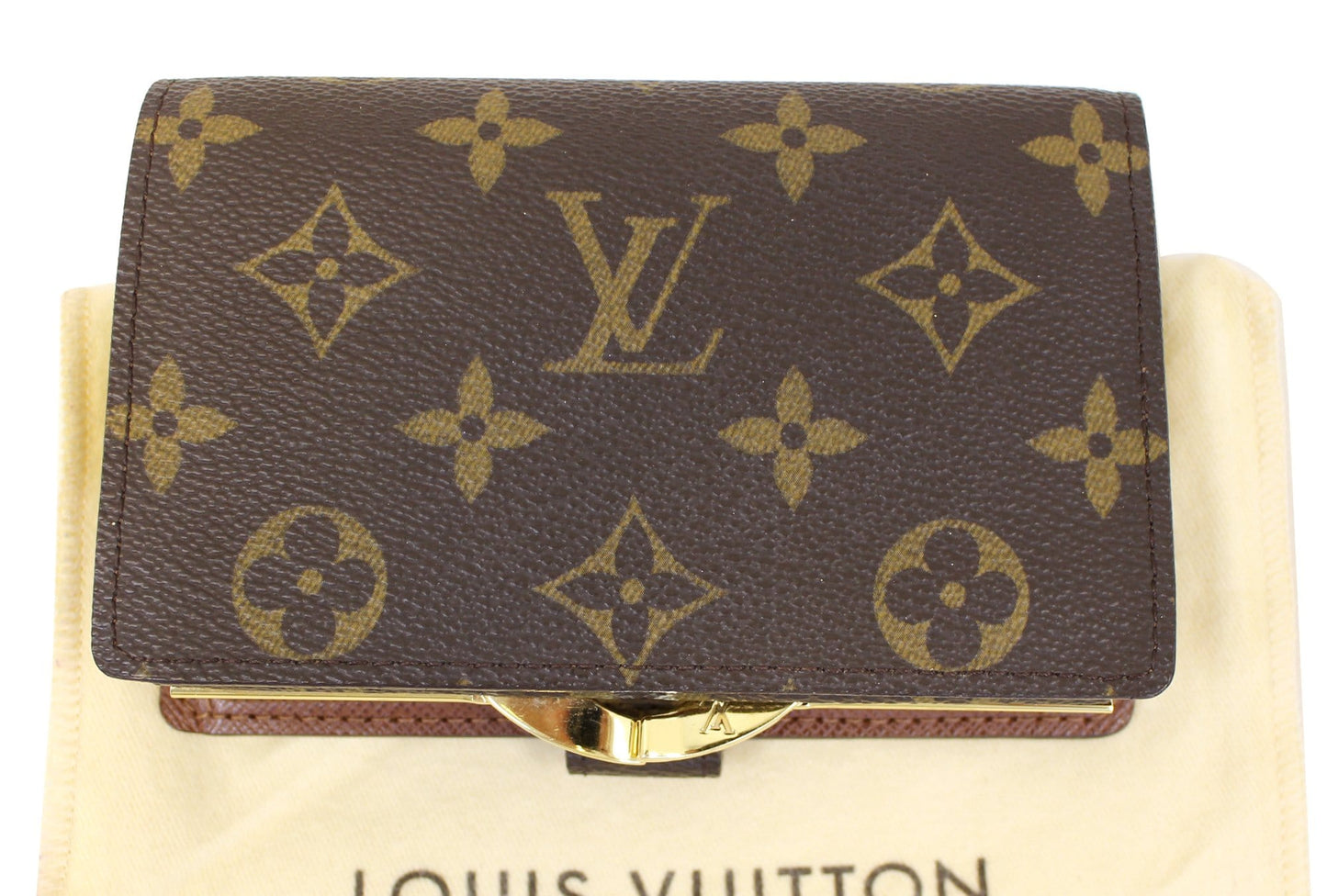 LOUIS VUITTON Monogram Canvas French Wallet Kisslock