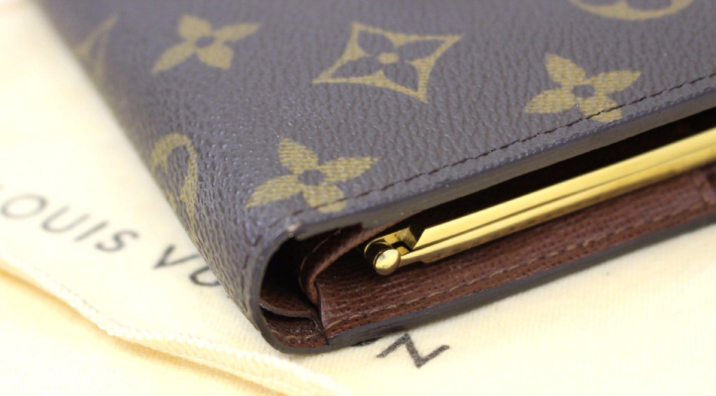 LOUIS VUITTON Monogram Canvas French Wallet Kisslock