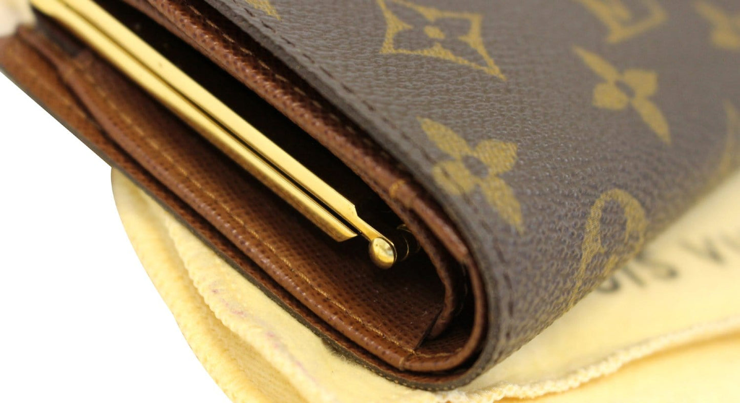 LOUIS VUITTON Monogram Canvas French Wallet Kisslock