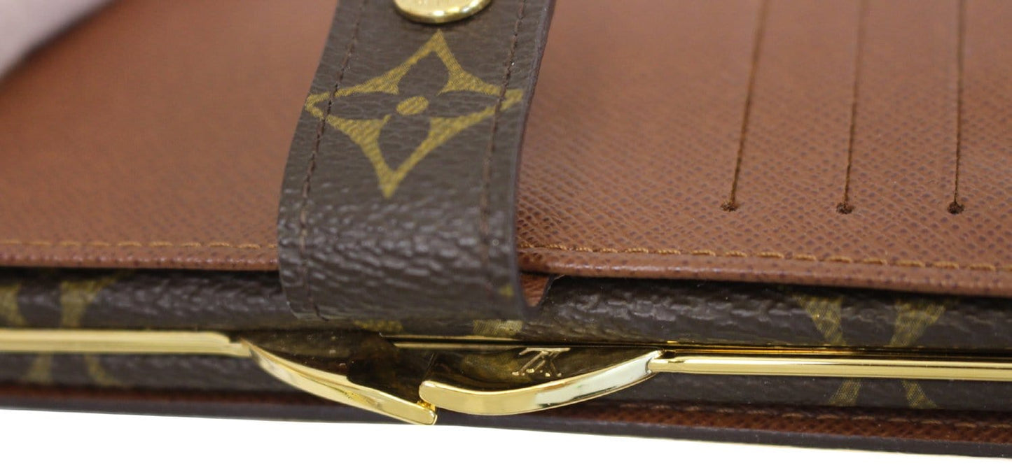 LOUIS VUITTON Monogram Canvas French Wallet Kisslock