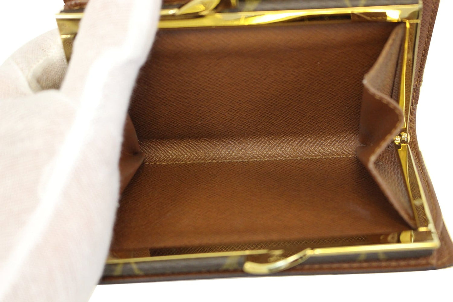LOUIS VUITTON Monogram Canvas French Wallet Kisslock