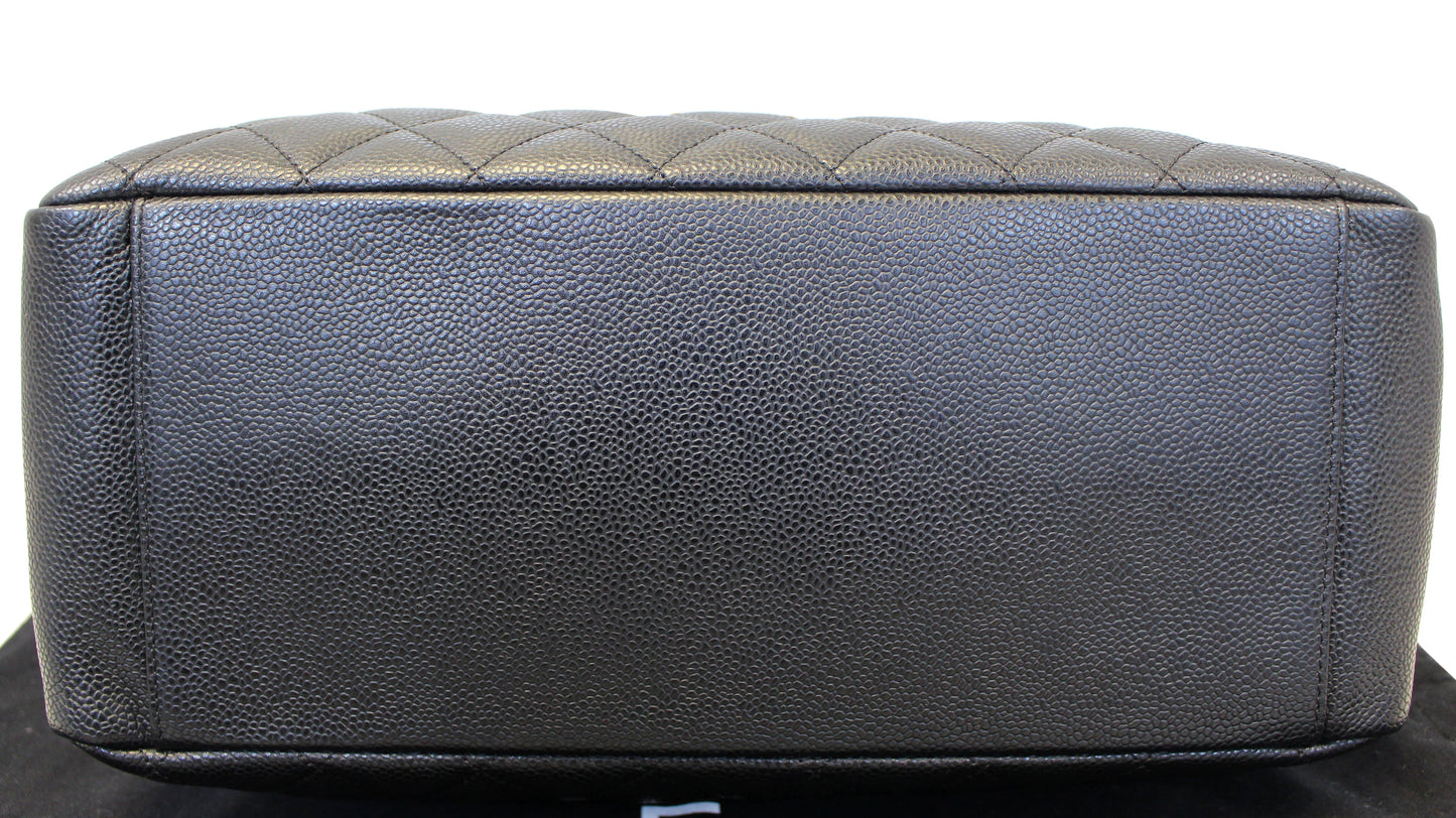 CHANEL Black Caviar Leather Grand Shopping Tote Bag