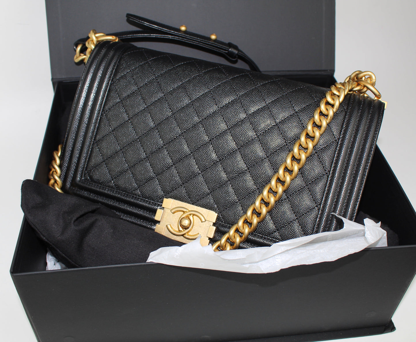 CHANEL NEW MEDIUM CAVIAR BOY BAG