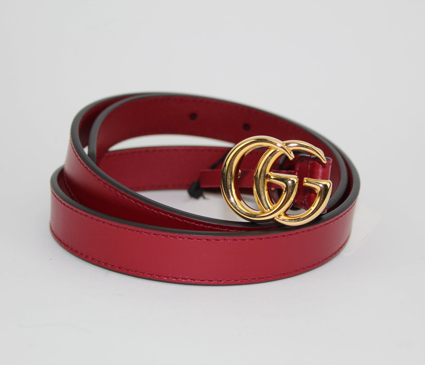 GUCCI GG MARMONT LEATHER BELT WITH SHINY BUCKLE