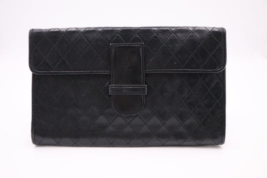 YSL Saint Laurent Clutch in Black Quilted Leather
