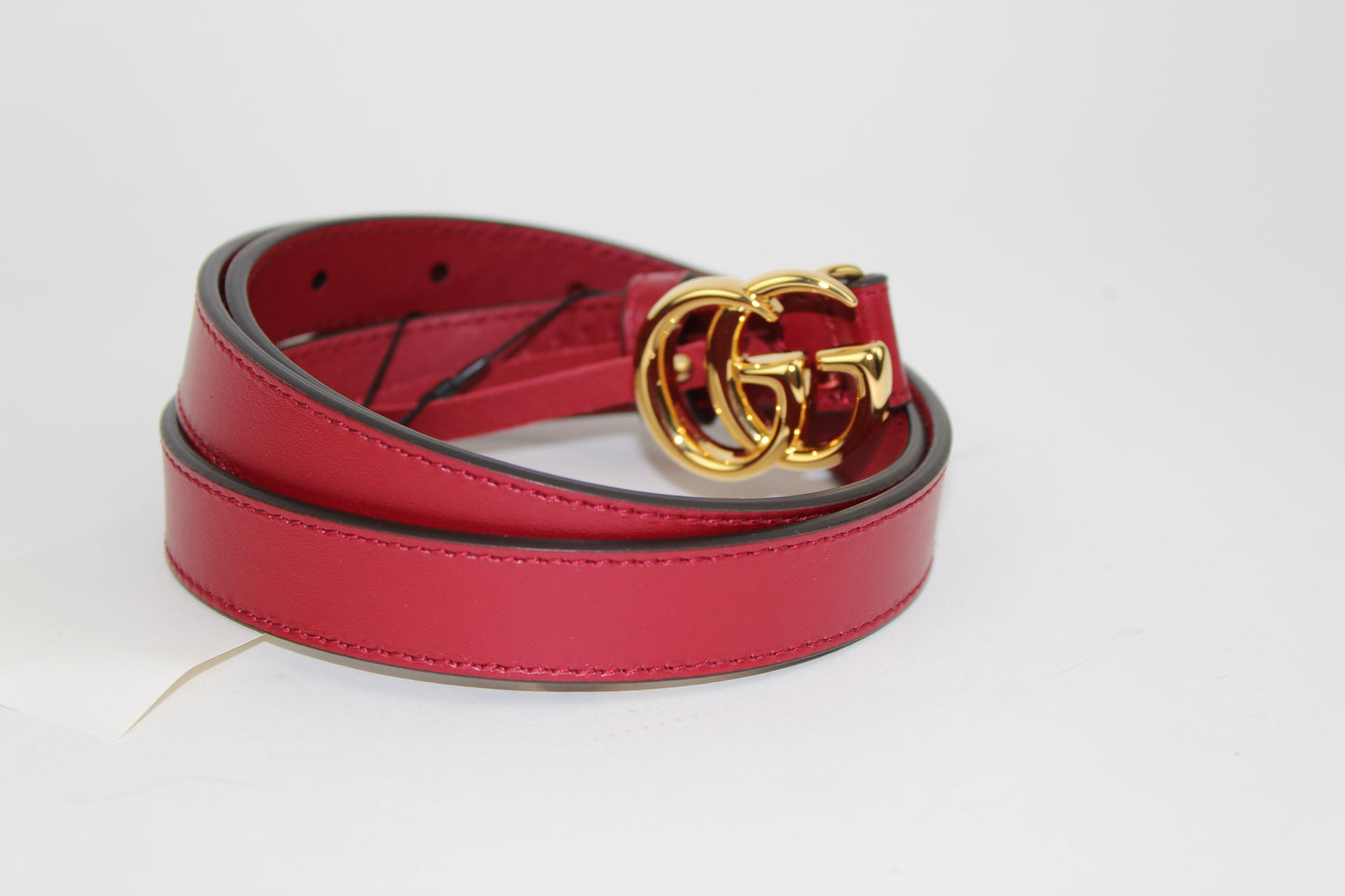 GUCCI GG MARMONT LEATHER BELT WITH SHINY BUCKLE