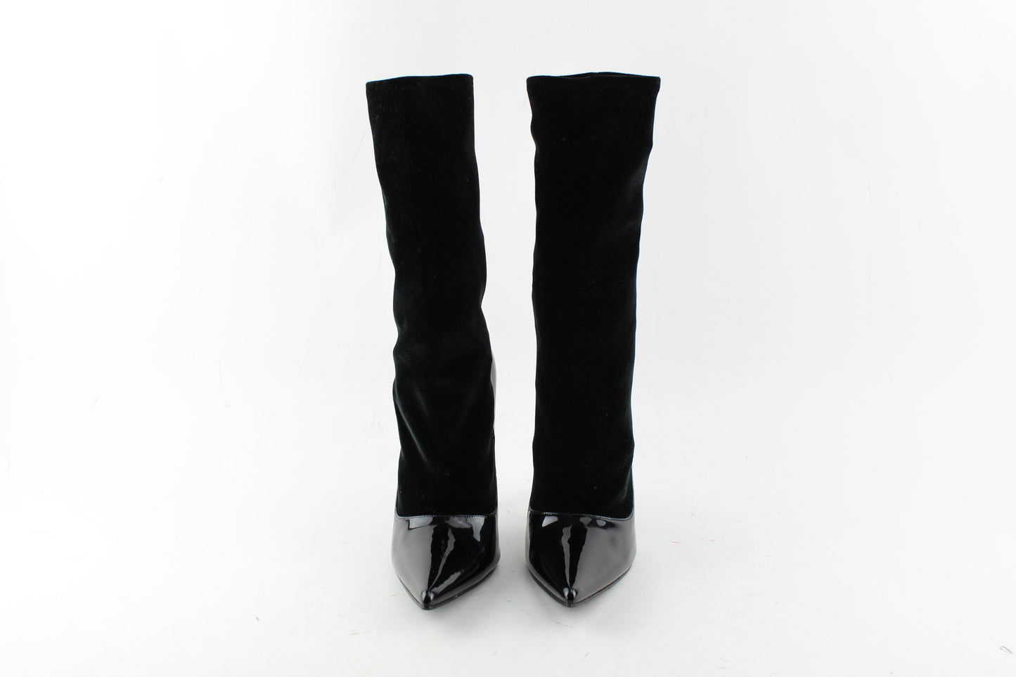 BALENCIAGA PATENT LEATHER & VELVET BOOTIES SIZE 38
