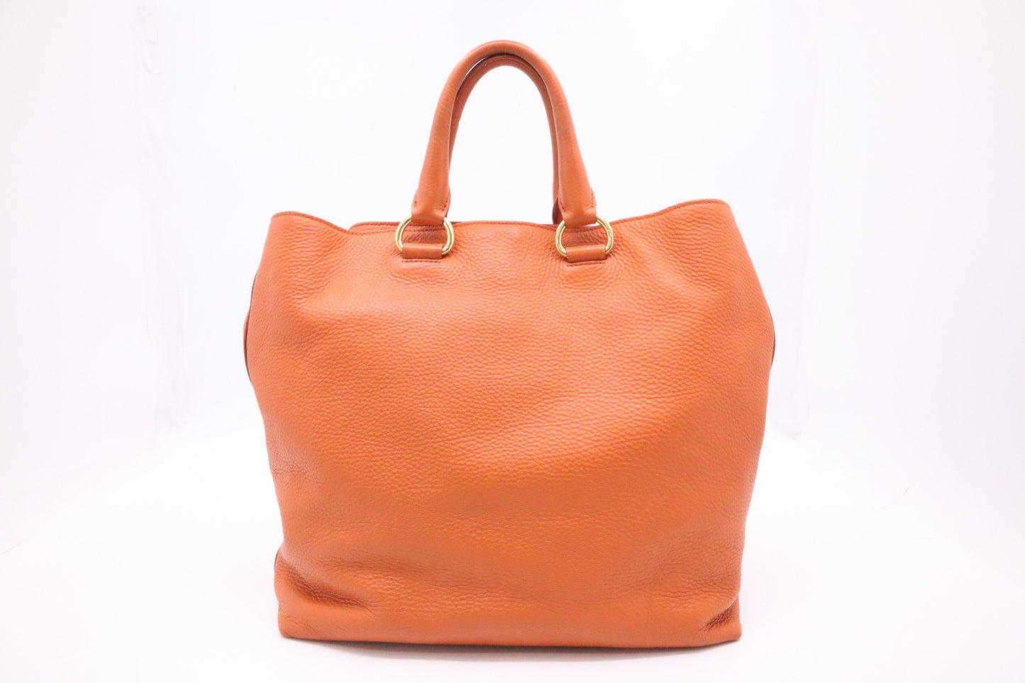 Prada Rame Vitello Daino Tote in Orange Leather