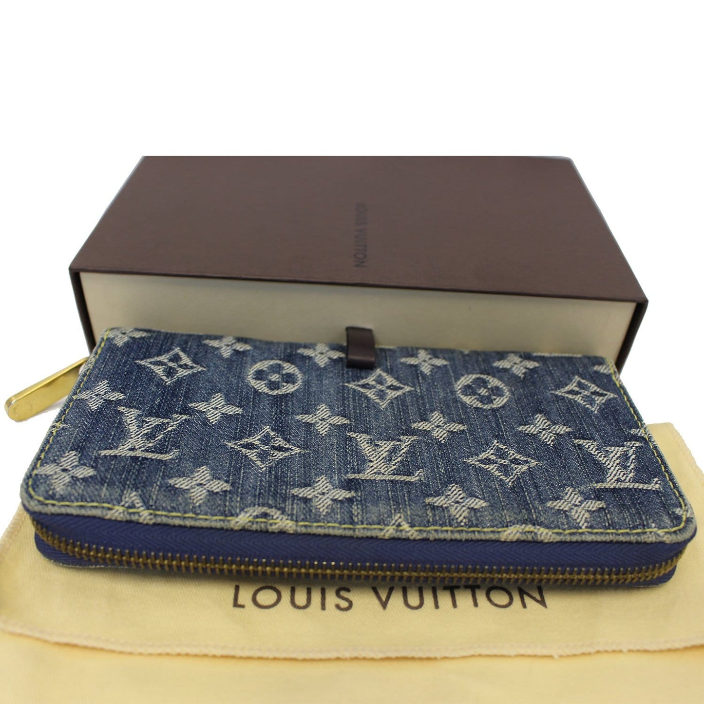 LOUIS VUITTON Blue Denim Monogram Zippy Wallet