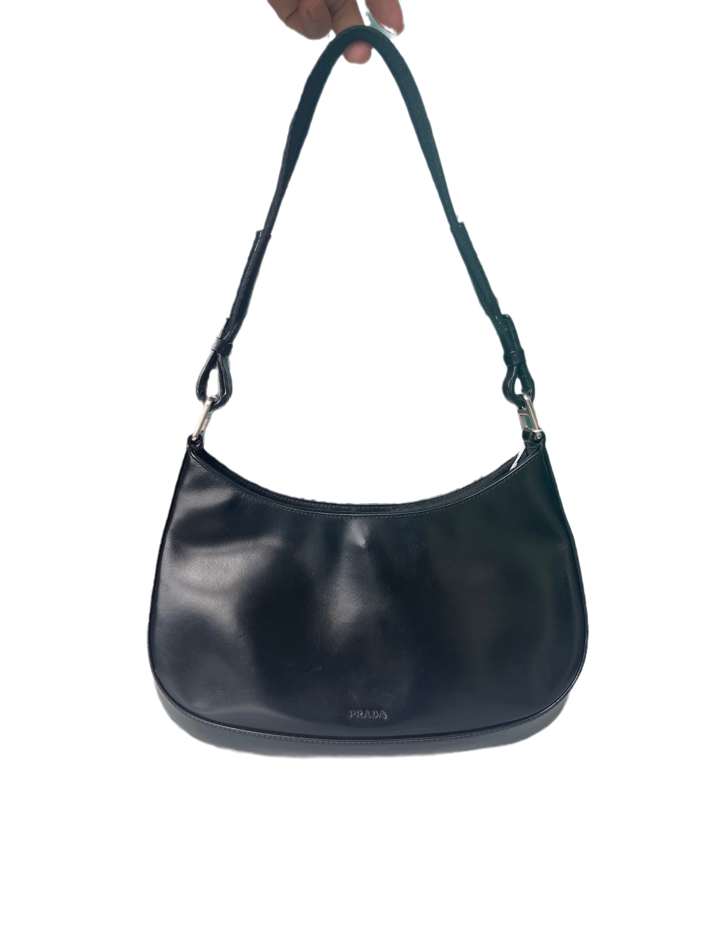 Prada Cleo Vintage Black Leather Silver Hardware
