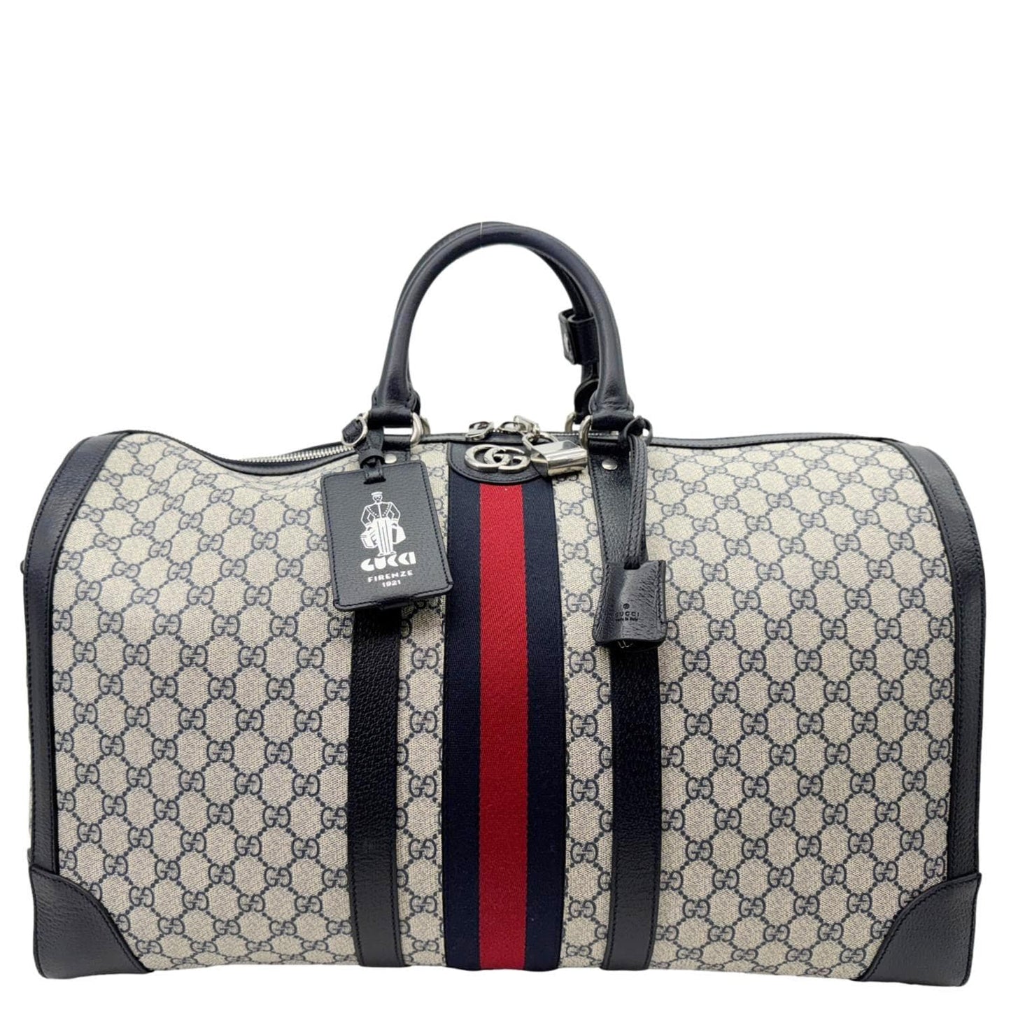 GUCCI Savoy Large GG Supreme Canvas Duffle Bag Navy Blue 724612