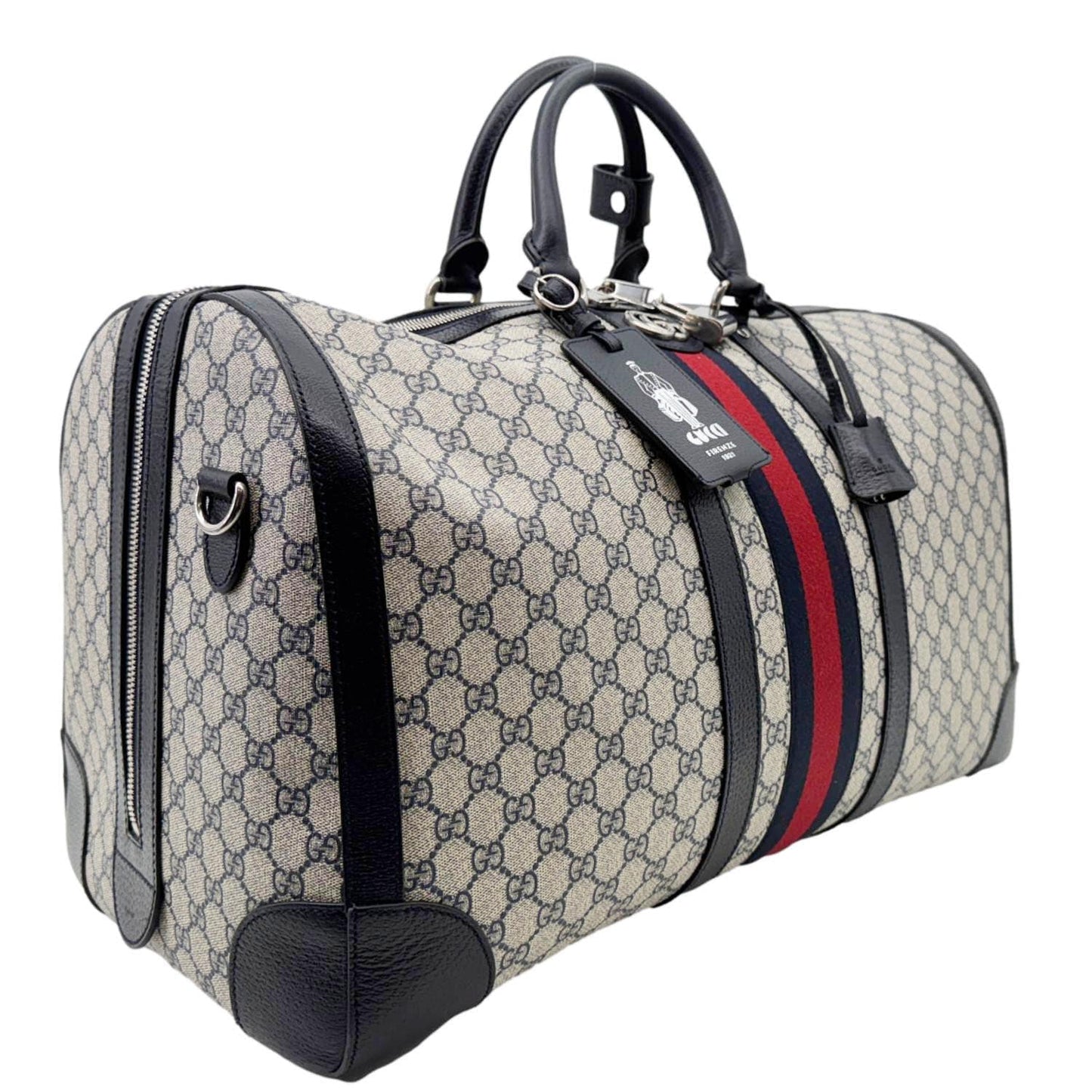 GUCCI Savoy Large GG Supreme Canvas Duffle Bag Navy Blue 724612
