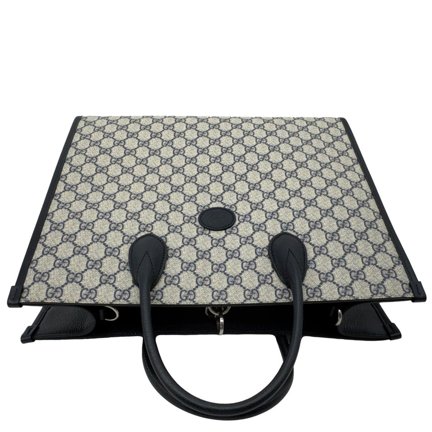 GUCCI Interlocking G Medium GG Supreme Canvas Tote Bag Navy Blue 674148