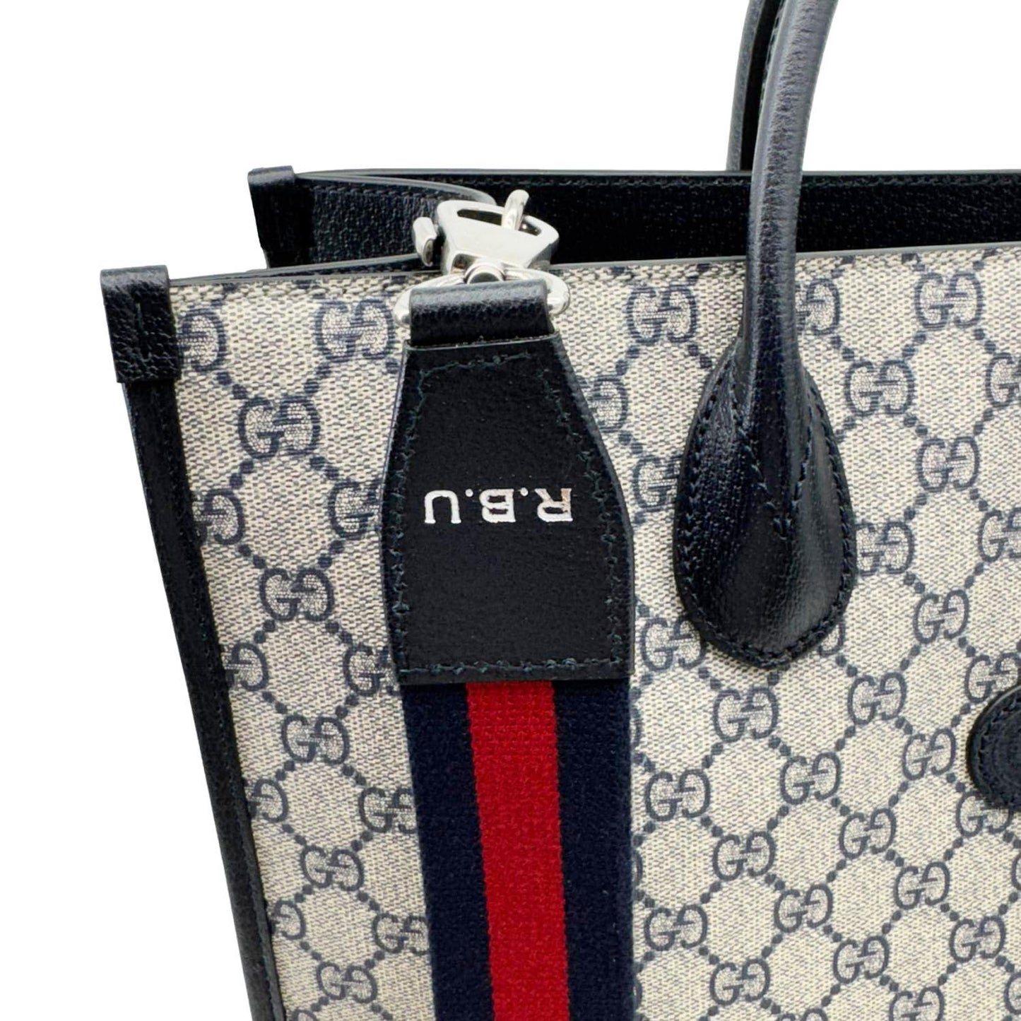 GUCCI Interlocking G Medium GG Supreme Canvas Tote Bag Navy Blue 674148