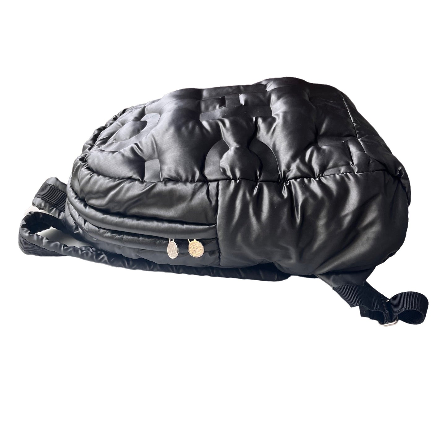 Chanel Doudoune Backpack Embossed Black Nylon Medium