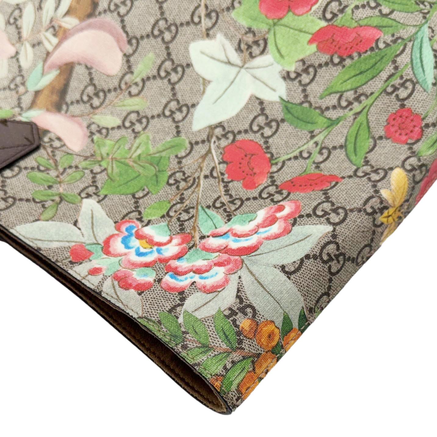 GUCCI Tian Print GG Supreme Canvas Tote Bag Beige 427015