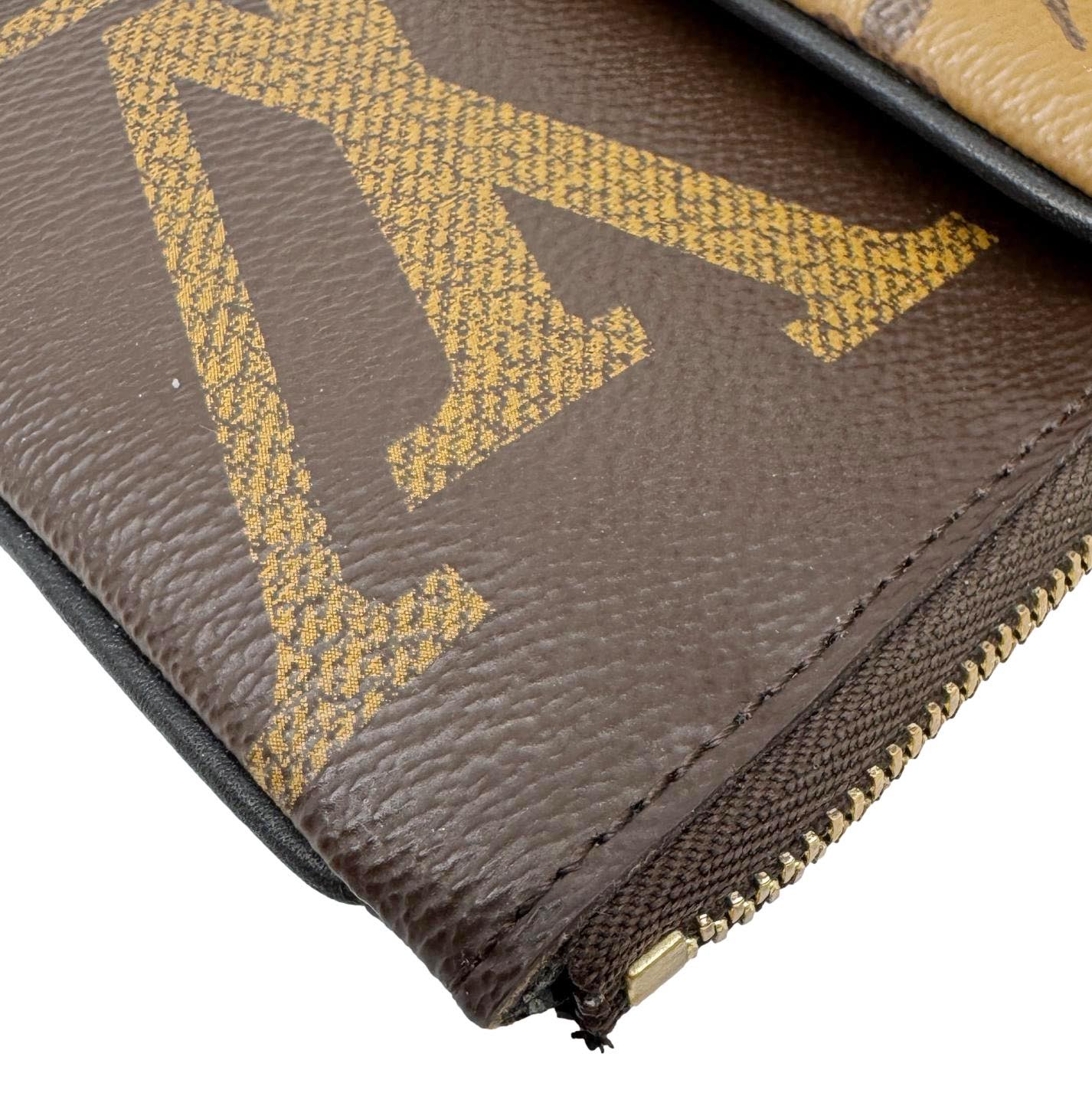 LOUIS VUITTON Monogram Reverse Canvas Trio Pouch Bag Brown