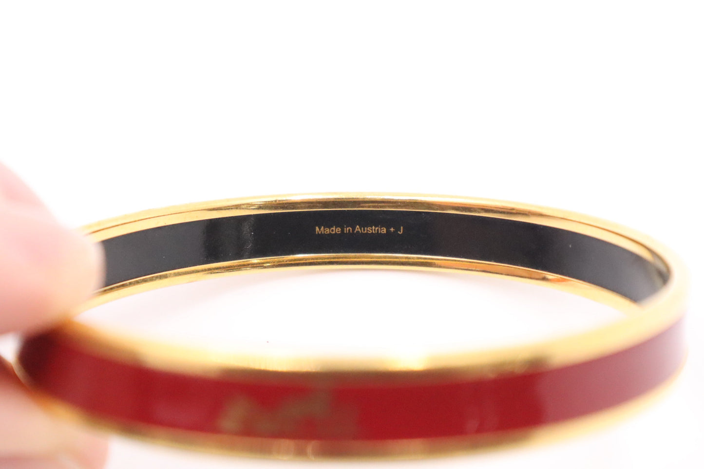 Hermes Caleche Bangle in Gold, Red, and Black