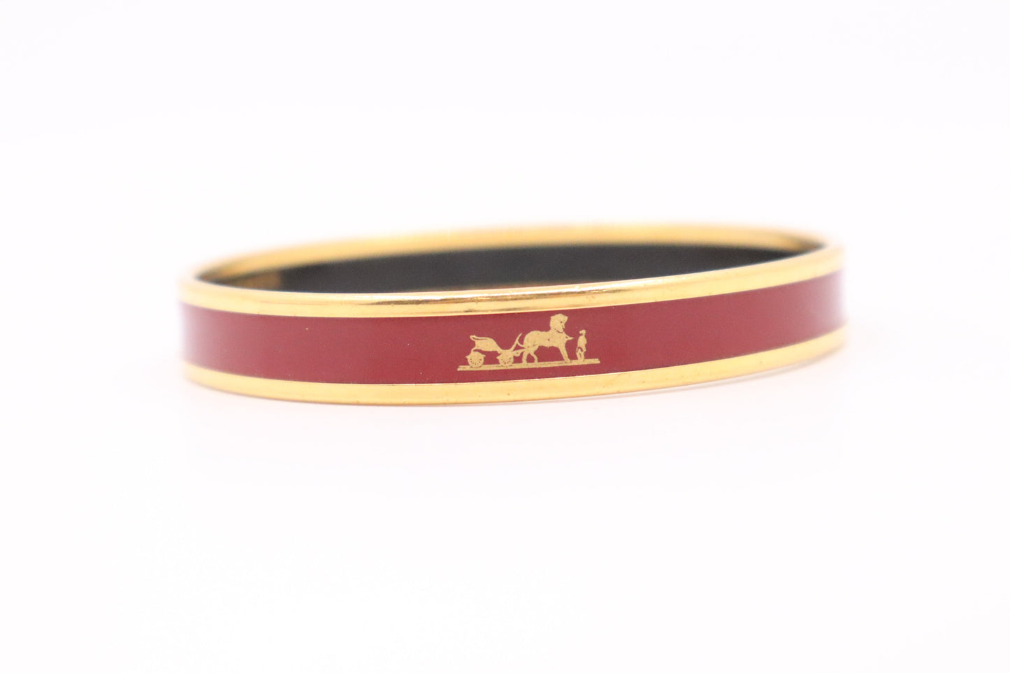 Hermes Caleche Bangle in Gold, Red, and Black