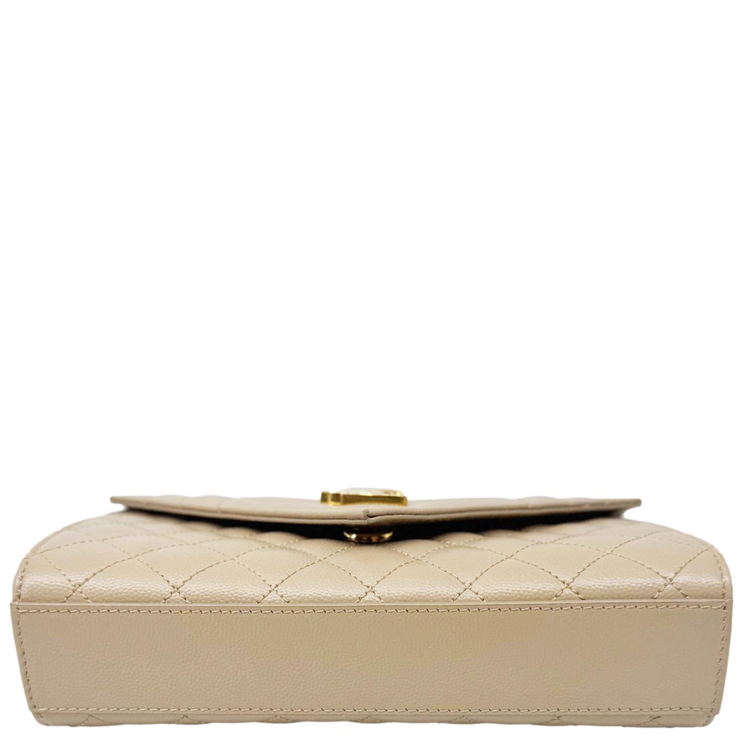 YVES SAINT LAURENT Envelope Monogram Mix Matelasse Leather Wallet on Chain Beige