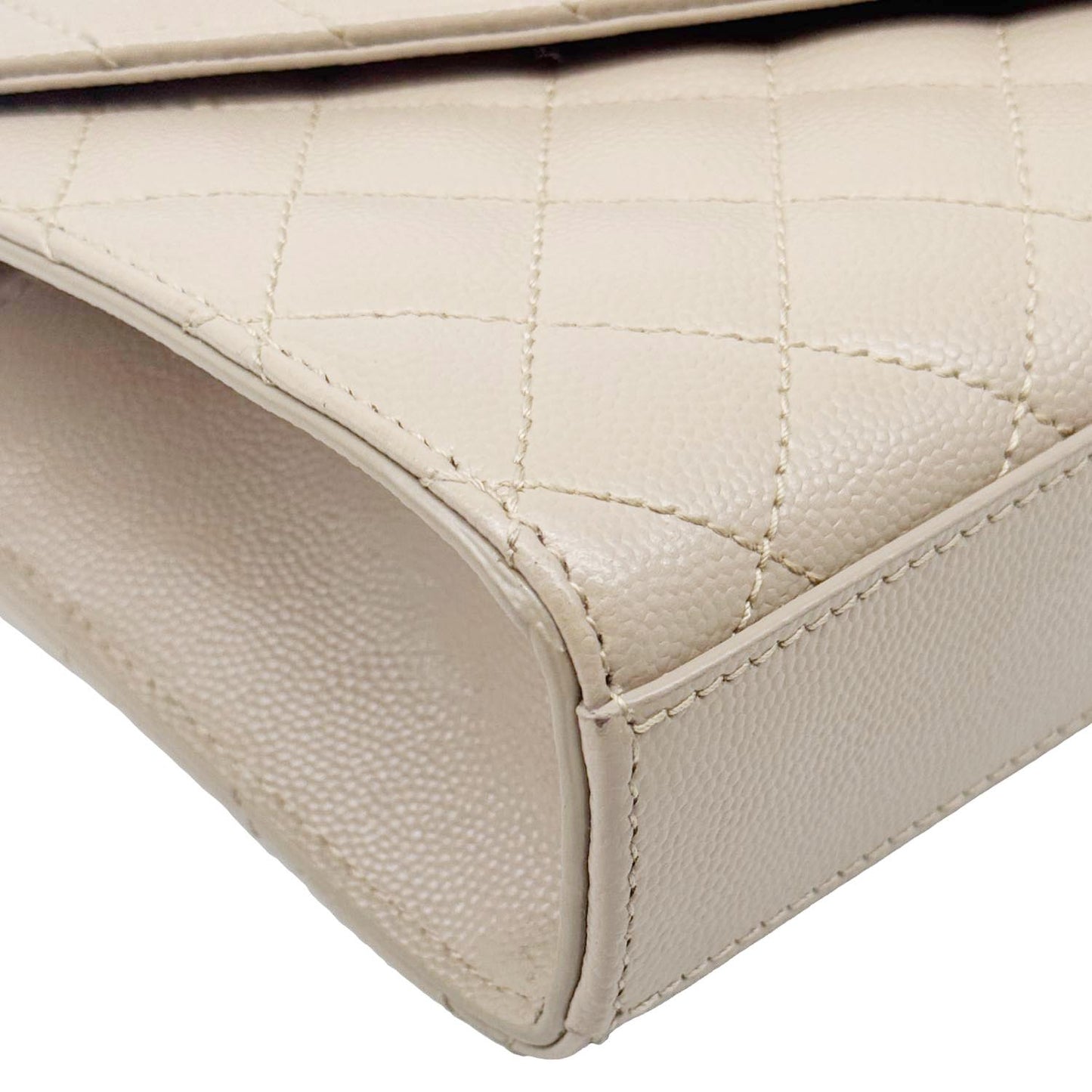 YVES SAINT LAURENT Envelope Monogram Mix Matelasse Leather Wallet on Chain Beige