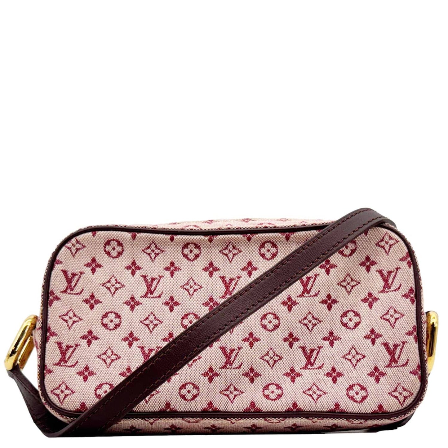 LOUIS VUITTON Juliette MM Monogram Mini Lin Canvas Crossbody Bag Burgundy