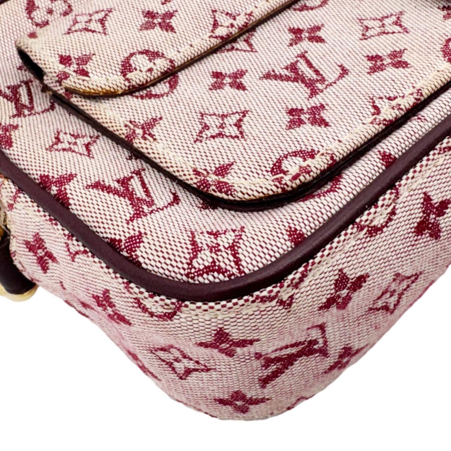 LOUIS VUITTON Juliette MM Monogram Mini Lin Canvas Crossbody Bag Burgundy