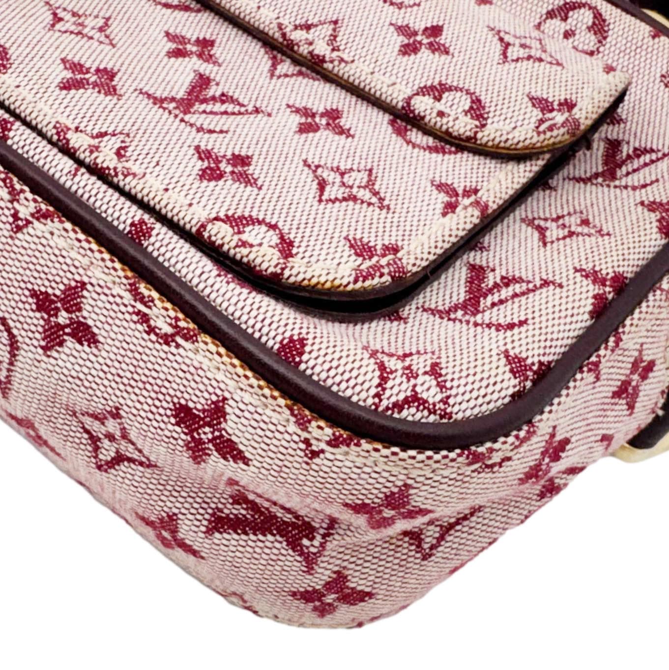 LOUIS VUITTON Juliette MM Monogram Mini Lin Canvas Crossbody Bag Burgundy