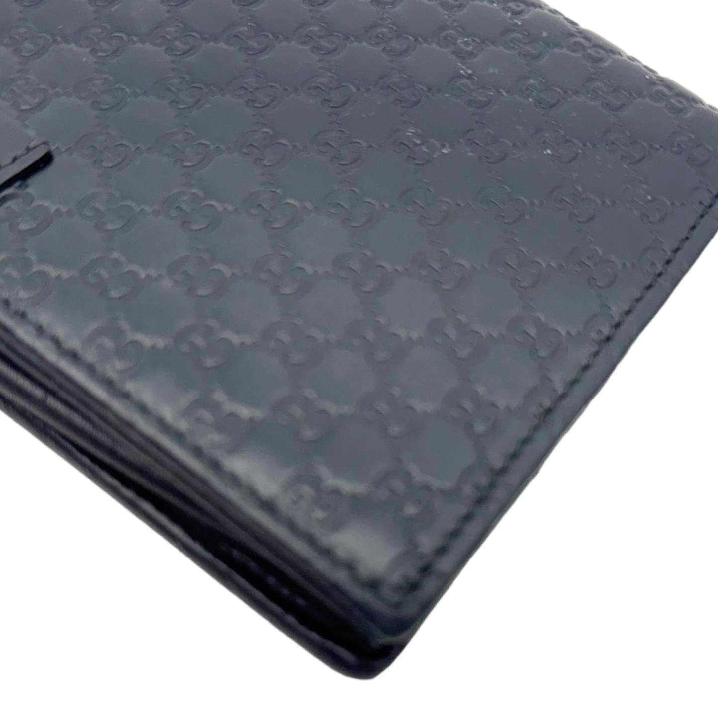 GUCCI GG Micro Leather Crossbody Wallet Black 466507