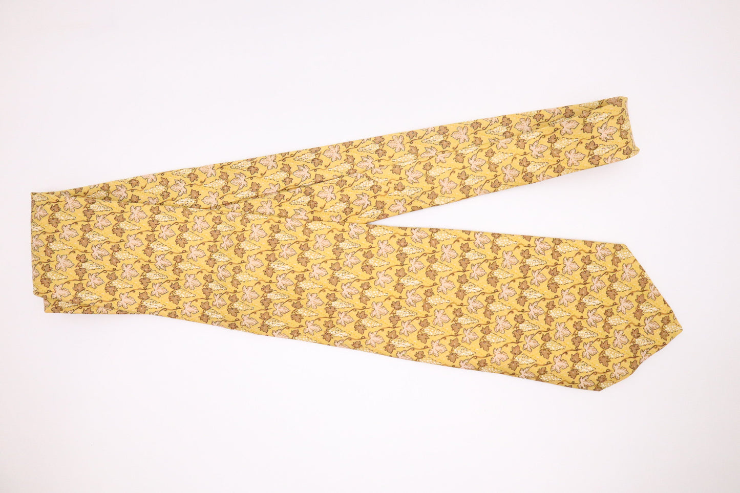 Hermes Tie in Yellow & Brown Silk