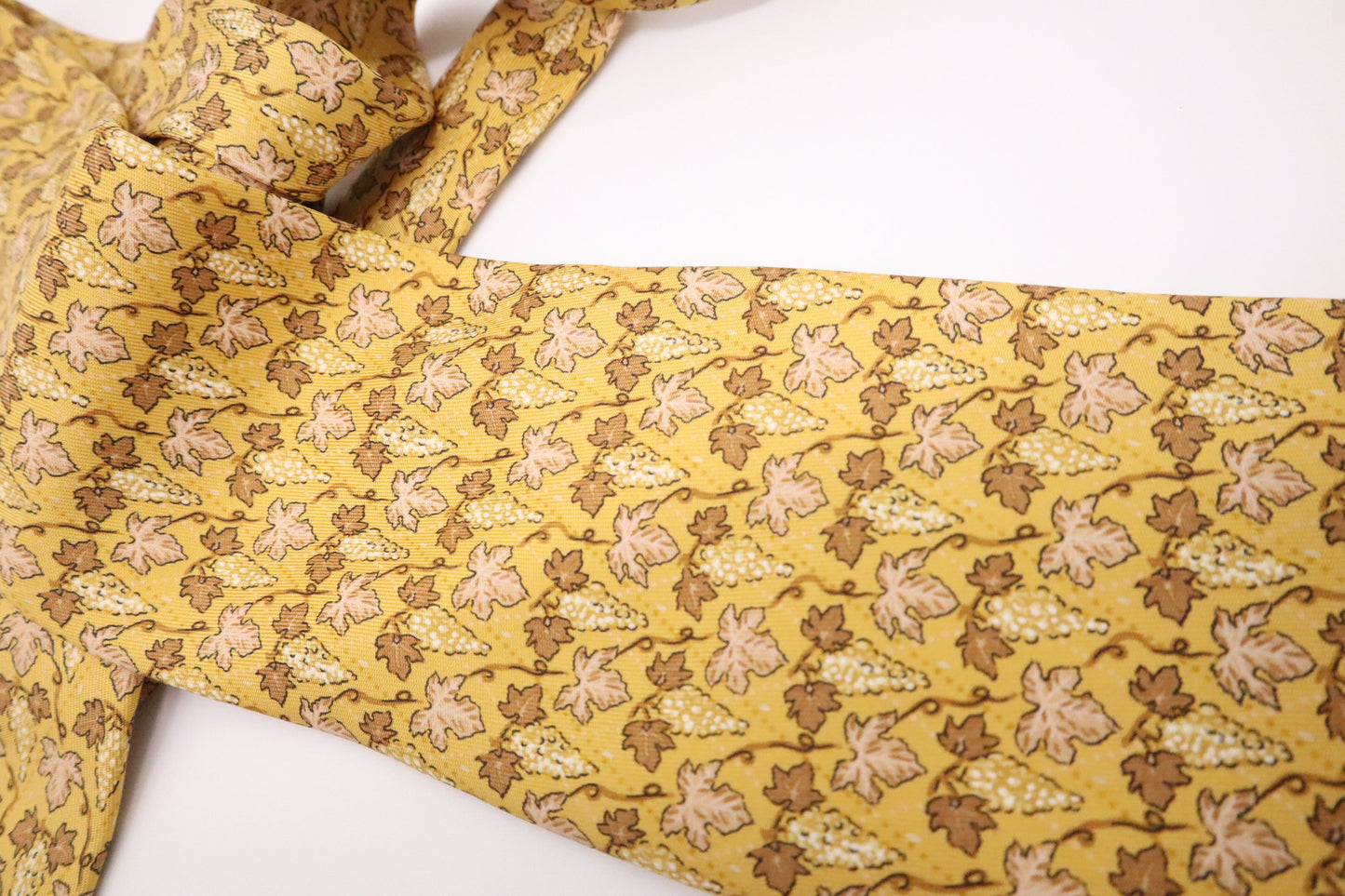Hermes Tie in Yellow & Brown Silk