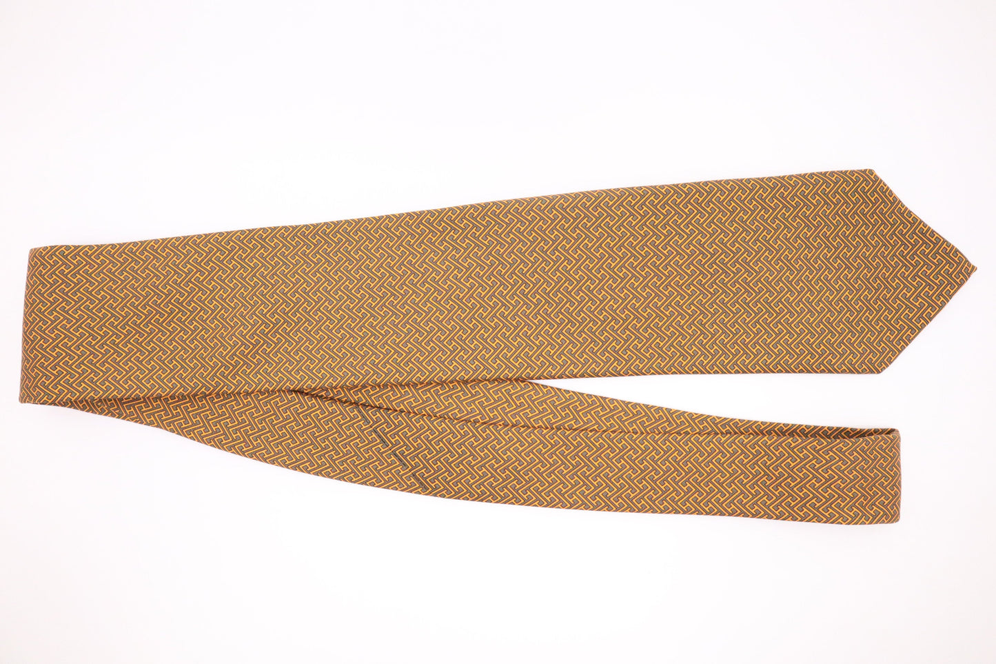 Hermès Tie in Orange and Grey-Blue Silk