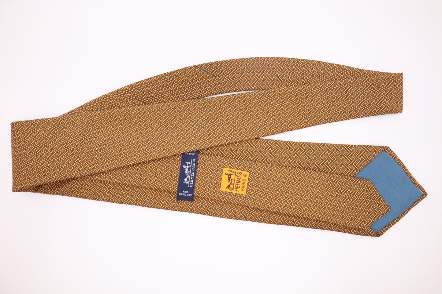 Hermès Tie in Orange and Grey-Blue Silk