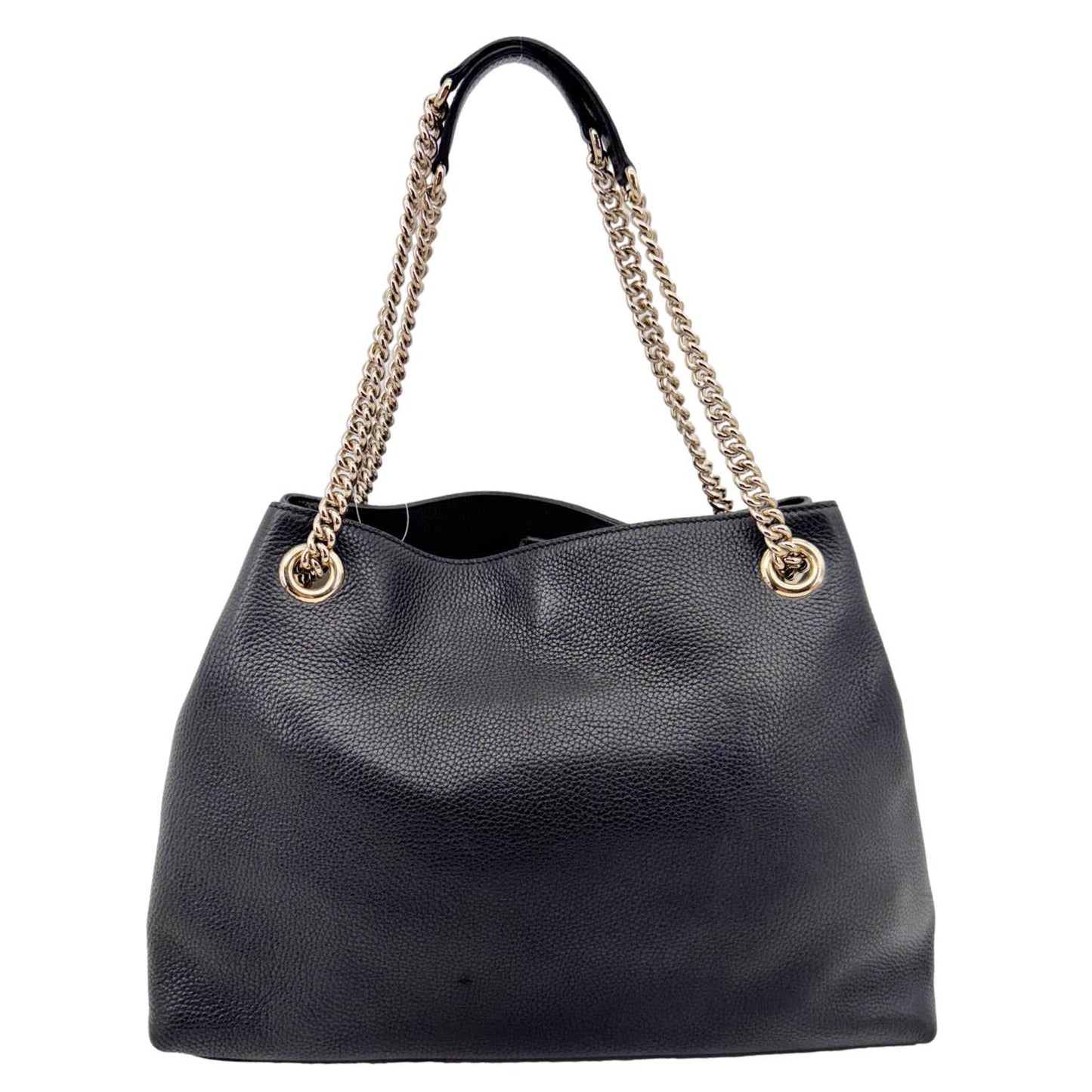 GUCCI Soho Medium Pebbled Leather Shoulder Bag Black 308982