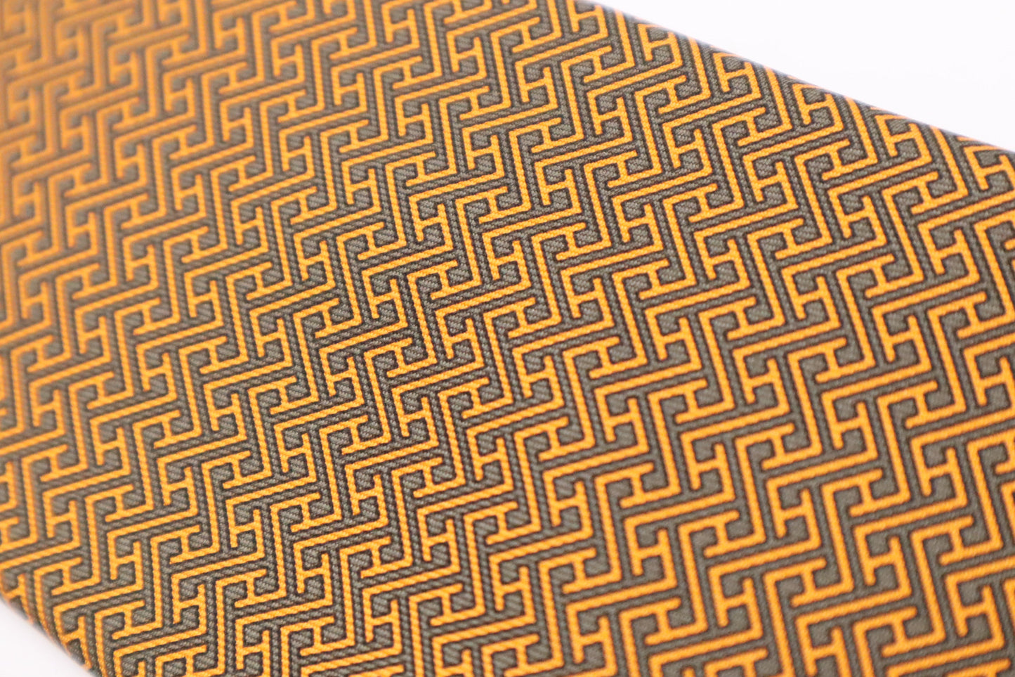 Hermès Tie in Orange and Grey-Blue Silk