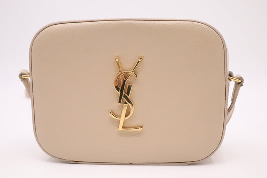 YSL Saint Laurent Crossbody Bag in Beige Pebbled Leather
