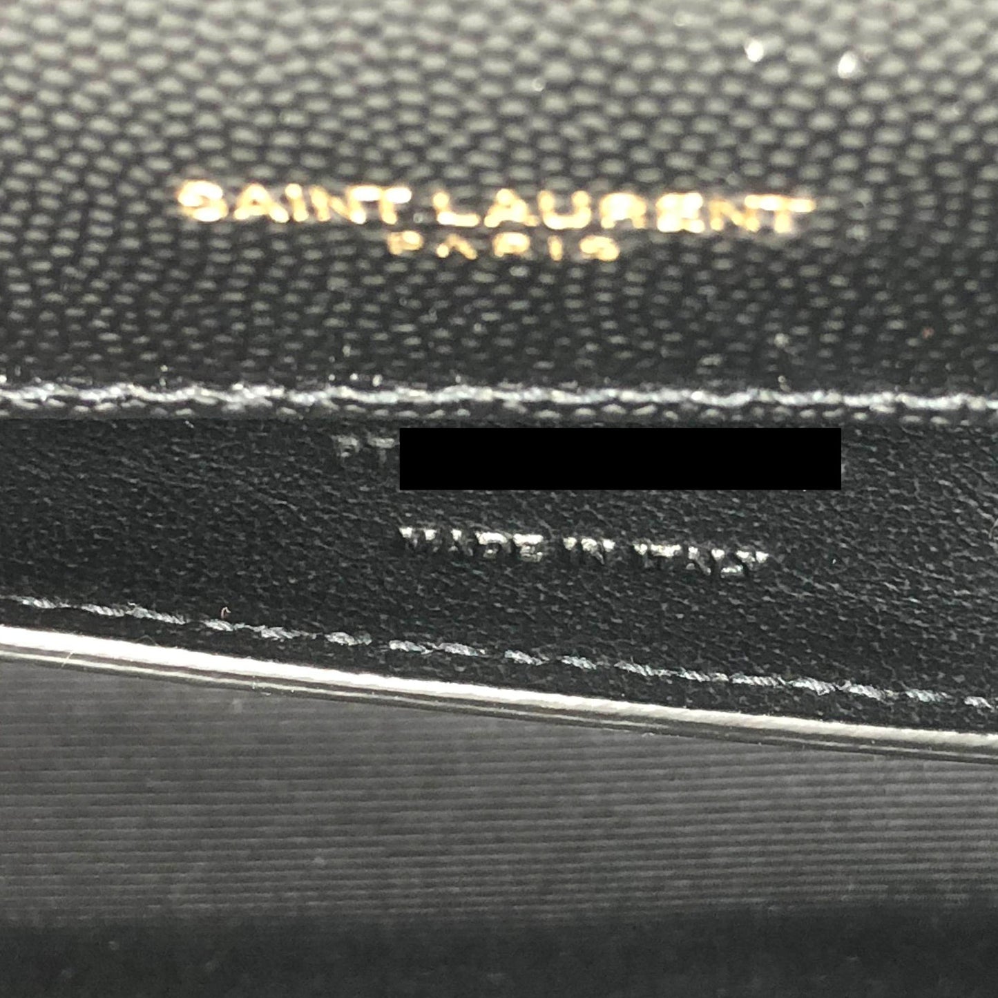 SAINT LAUREN KATE CLUTCH IN GRAIN DE POUDRE EMBOSSED LEATHER BLACK GHW