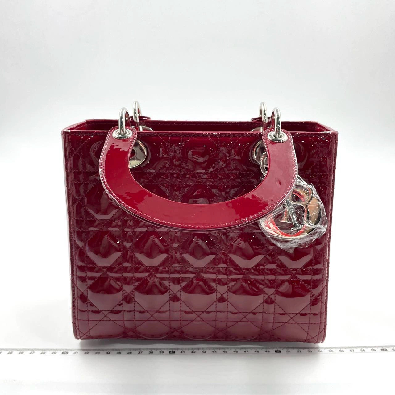 Lady Dior 2017 Medium Burgundy Patent Leather Handbag Adjustable Strap