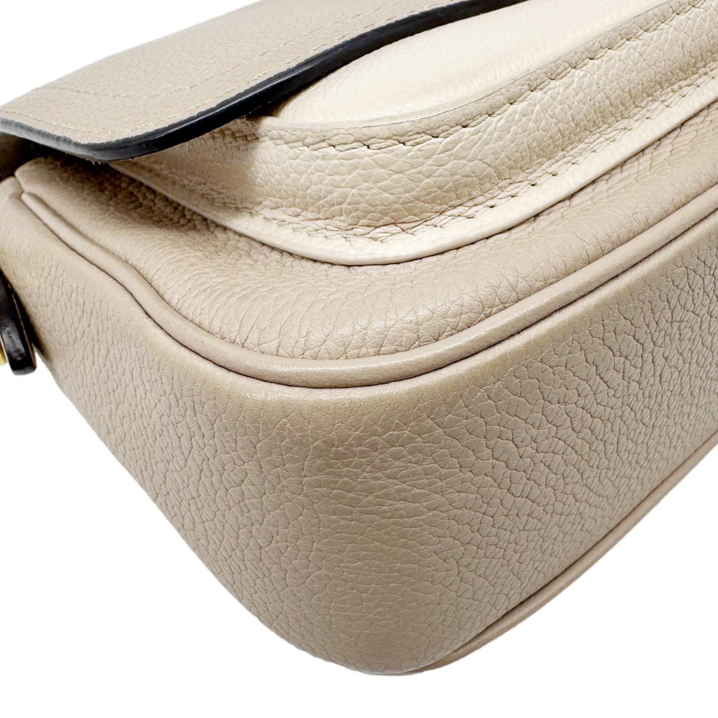 LOUIS VUITTON Lockme Tender Grained Calfskin Leather Shoulder Bag Greige