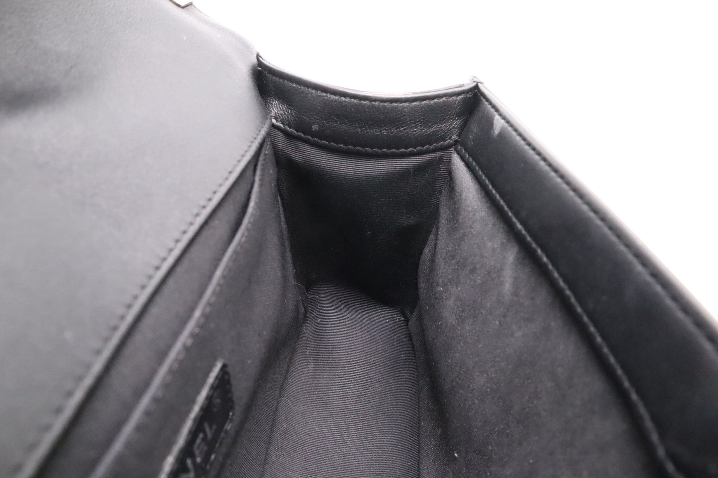 Chanel Old Medium Boy Bag in Black Patent Leather