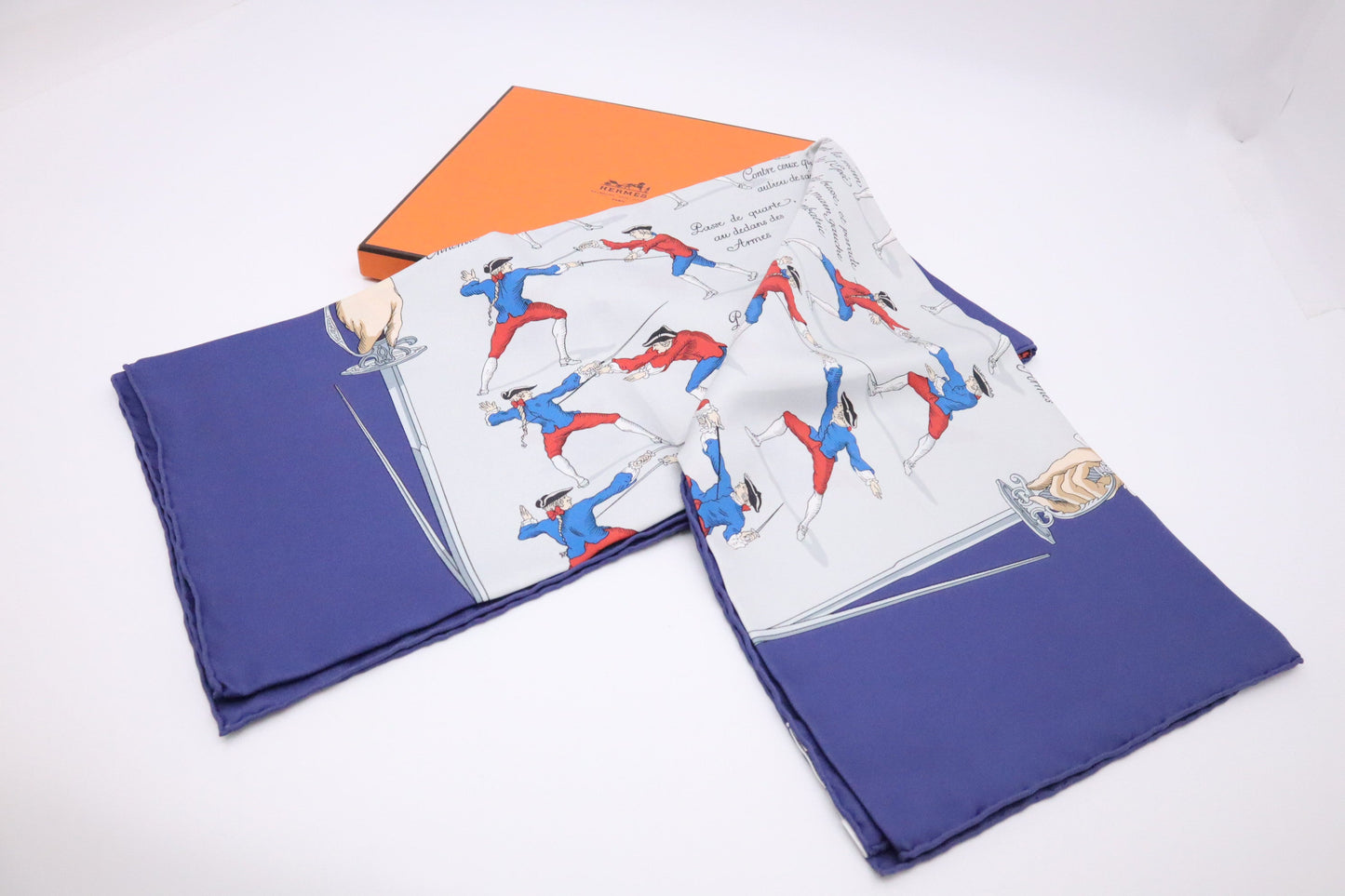Hermes "Traite des Armes" Carre 90 in Blue Silk