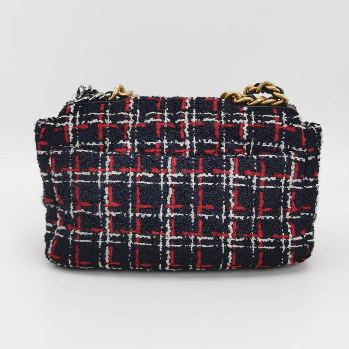 Chanel 19 Bag 2021 Small Tricolor Black Checkered Tweed Bag