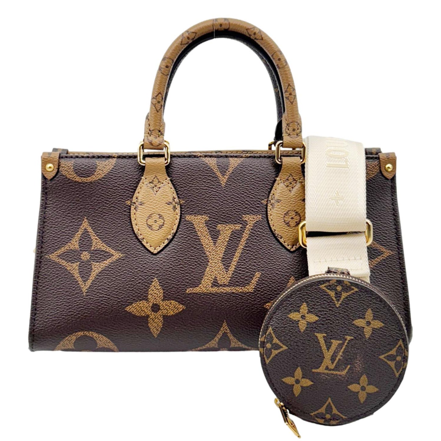 LOUIS VUITTON On-The-Go East West Monogram Canvas Chain 2way Shoulder Bag Brown