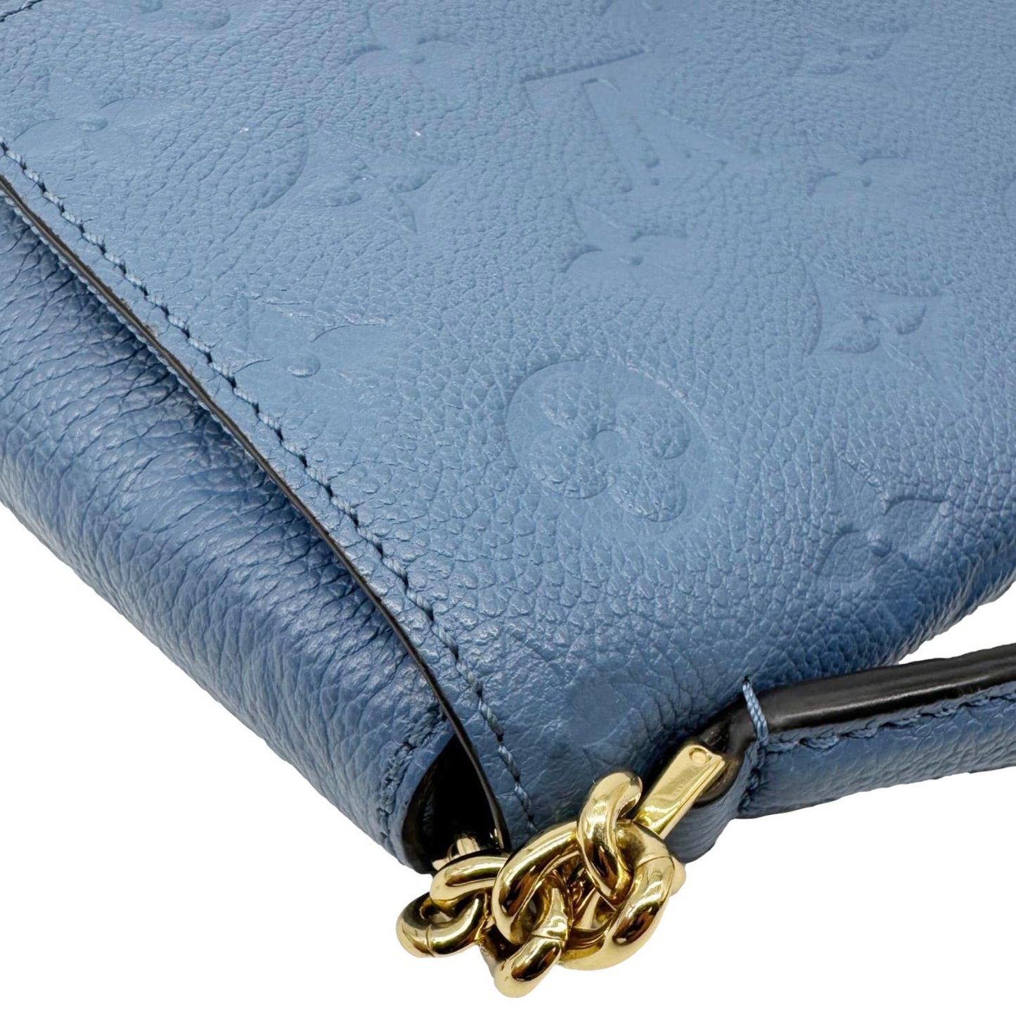 LOUIS VUITTON Blanche BB Monogram Empreinte Leather Shoulder Bag Blue