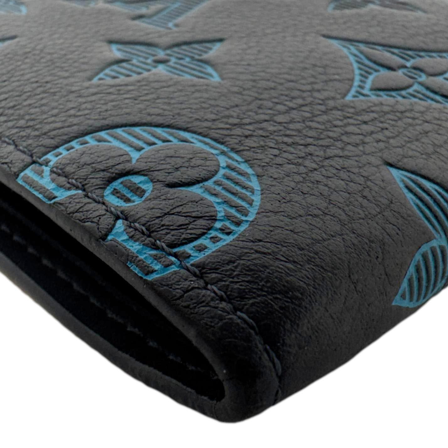 LOUIS VUITTON Multiple Bi-fold Monogram Shadow Wallet Blue