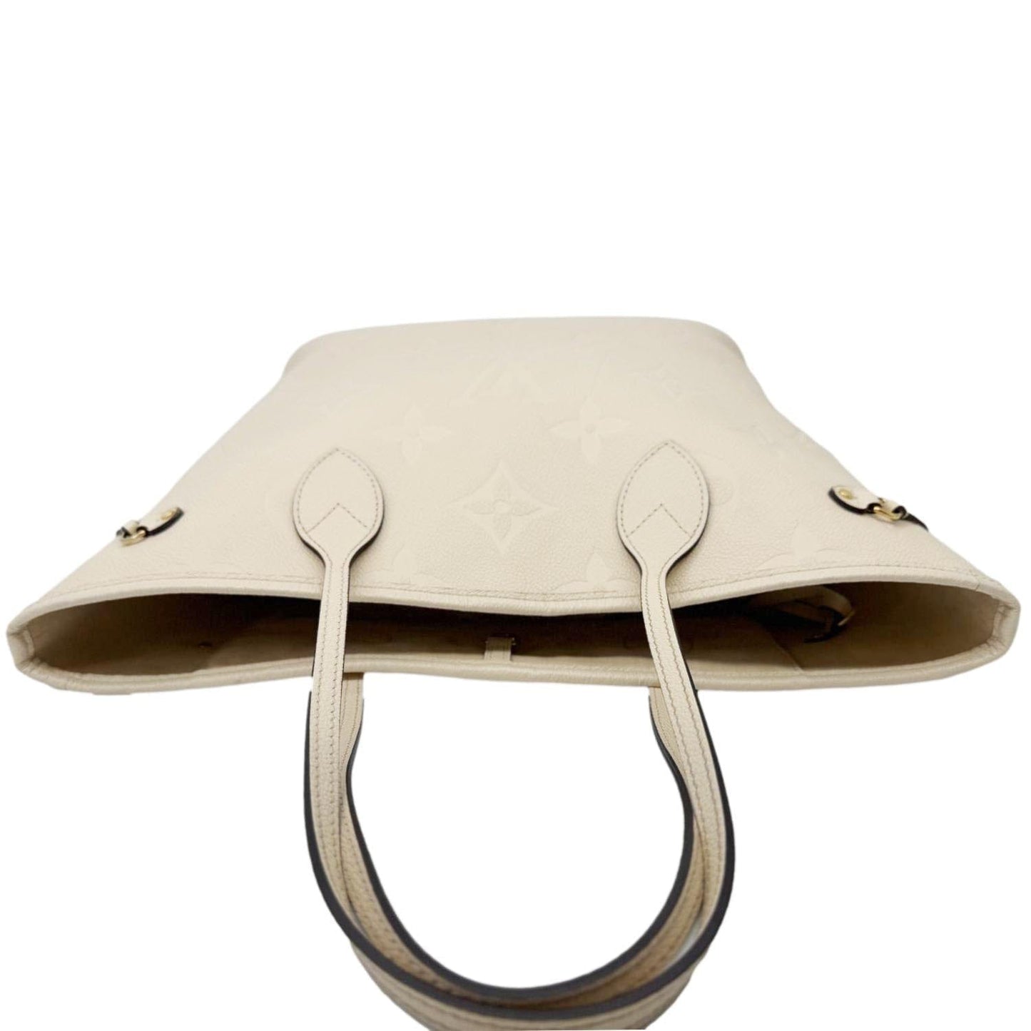 LOUIS VUITTON Neverfull MM Empreinte Leather Tote Shoulder Bag Cream