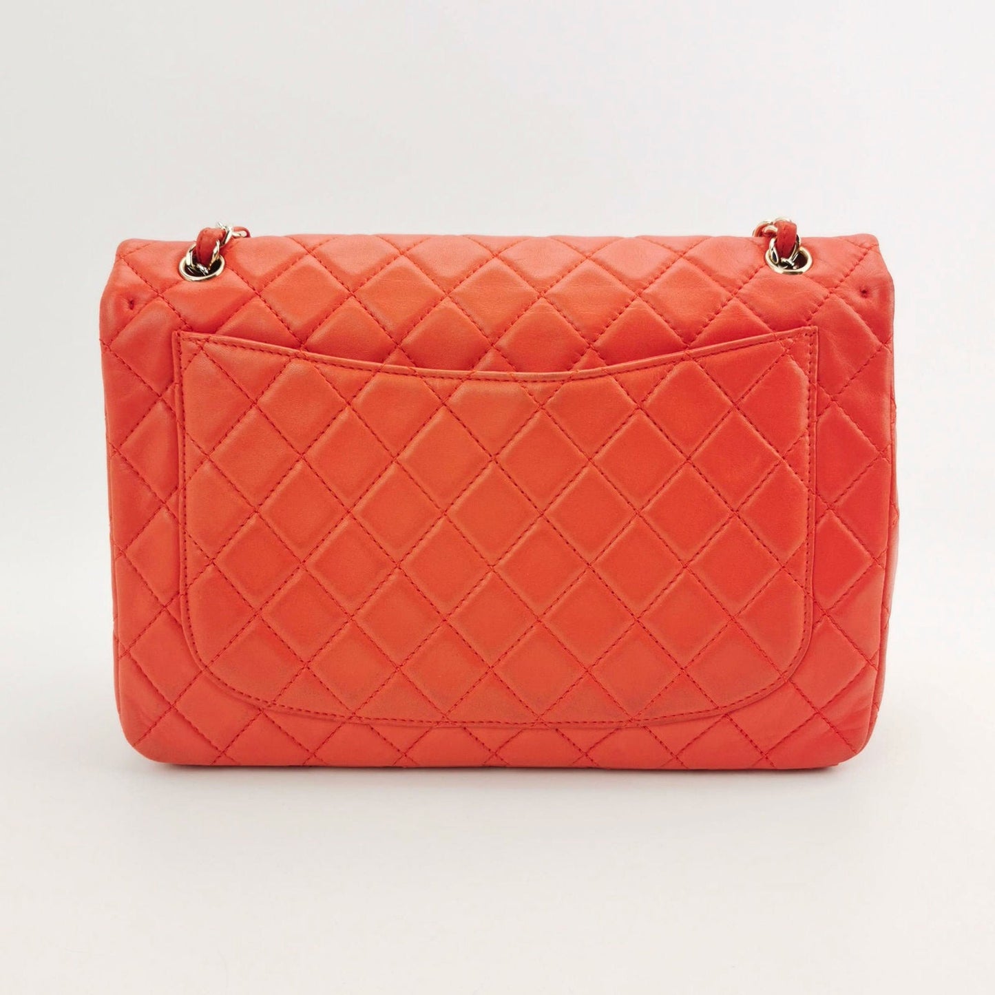 Chanel Classic Flap Maxi Orange Leather Giant CC Logo
