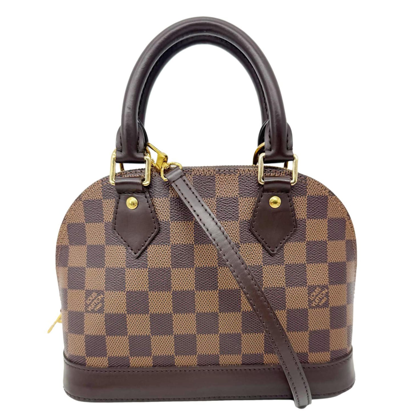 LOUIS VUITTON Alma BB Damier Ebene Satchel Shoulder Bag Brown