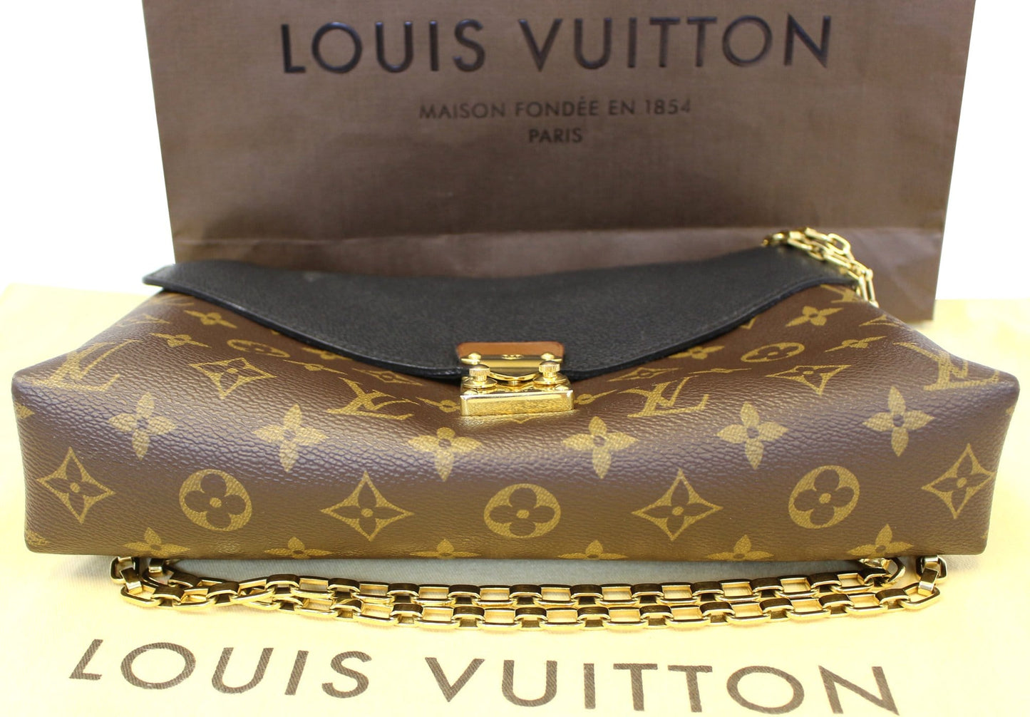 LOUIS VUITTON Monogram Canvas Pallas Chain Crossbody Bag